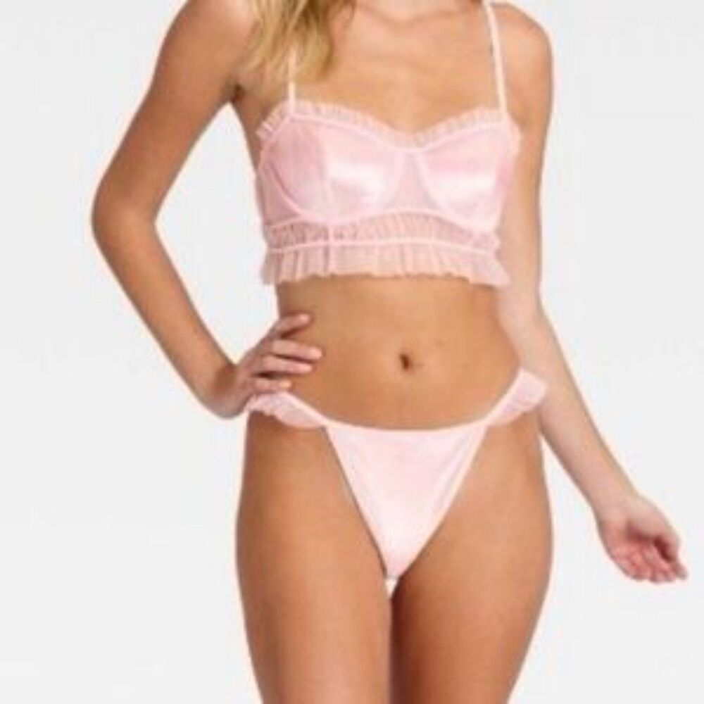 Auden Pink Velvet and Mesh Lingerie Set - Size XXL